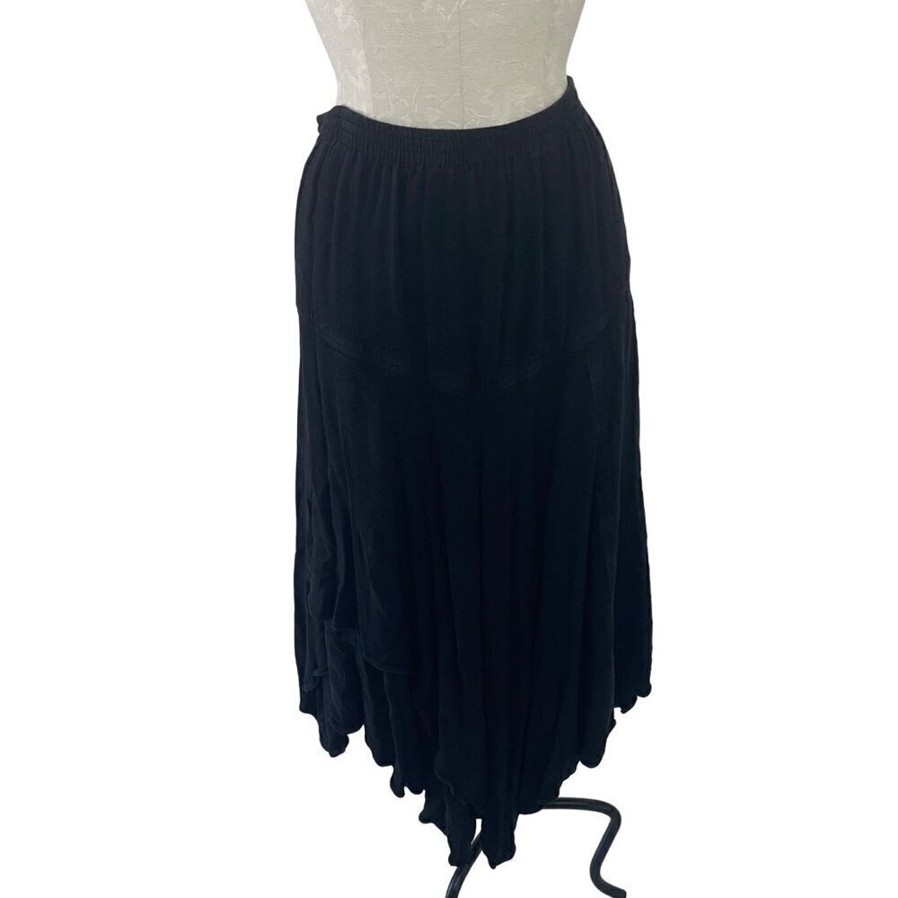 Tienda Ho Vintage Womens Skirt One Size Black Bohemian Pleated Elastic Waist